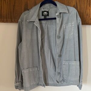 Roots Light Gray Button-Front Shirt Jacket